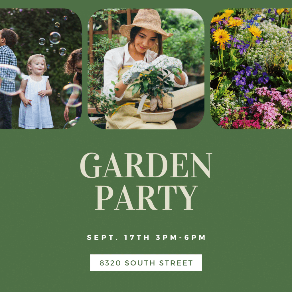 Garden party Sept. 17th 3pm-6pm