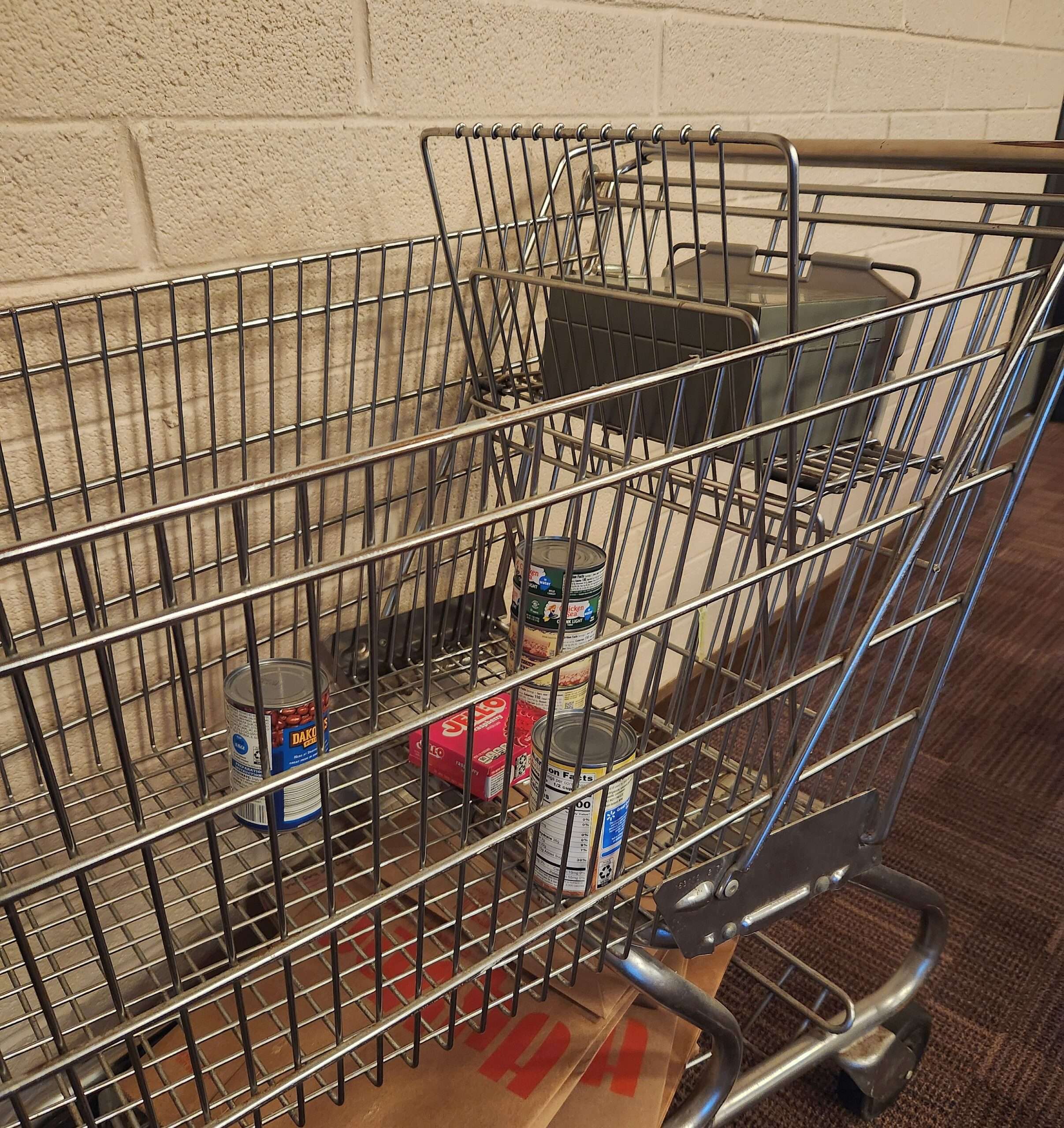 Picture of Shopping Cart in the Fellowship Hall for food bank donations
